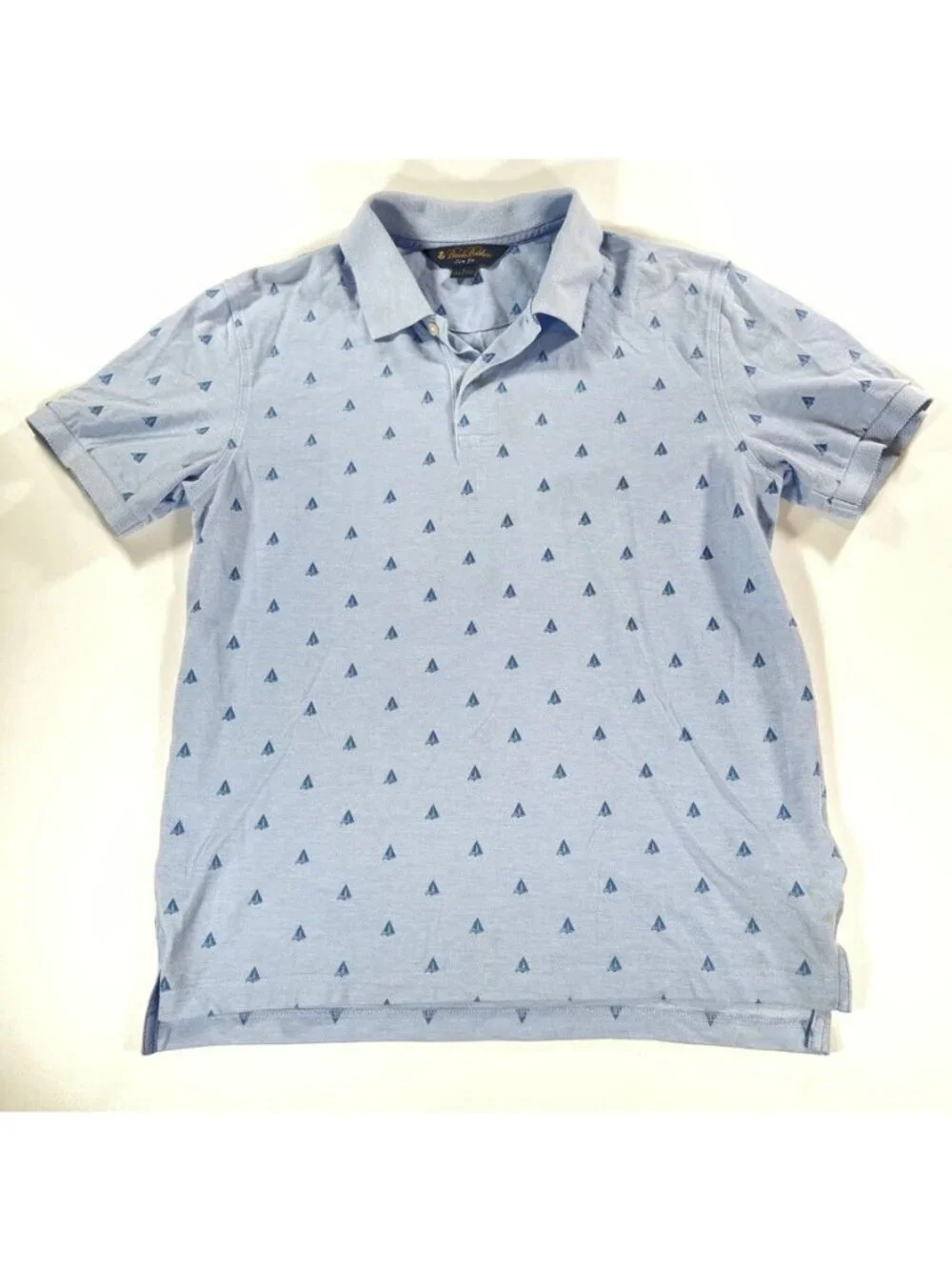 Brooks Brothers Men’s Sailboat Slim Fit Polo 100% Cotton Shirt Blue • Large